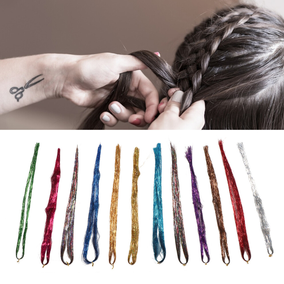 Unisex 12 Farben Haar Lametta Strang Glitzernd Glã¤Nzend