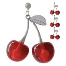 4Paare Damen Ohrringe Kirschform Rot Dangle Mode Ohrschmuck Schmuckset
