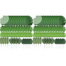 120 Pcs 6 Kinds Artificial Leaves Tropical Plant Leaves Faux Monstera Leaves Stems for Hawaiian Luau Decorations