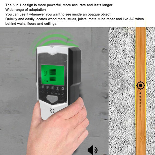 5-in-1 Stud Wall Scanner with LED Screen, Metal Detector, ABS Housing 2