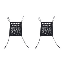 2X 3-Layer Car Mesh Organizer, Stretchable Back Net Bag, Barrier of Backseat Pet Kids, Cargo Tissue Purse Holder
