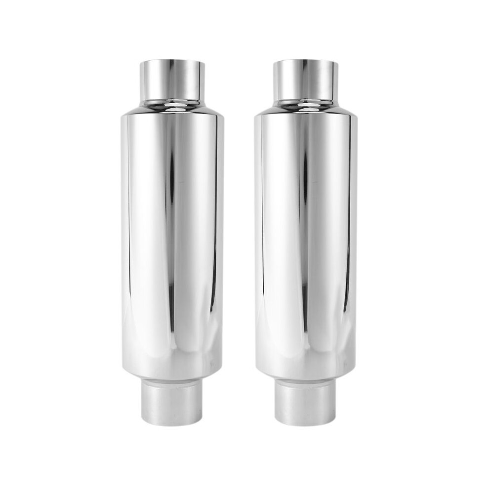 2X Car Exhaust Muffler 2.5 Inch Inlet Stainless Steel Universal Resonator 12 Inch Long Performance Muffler 6032093724581