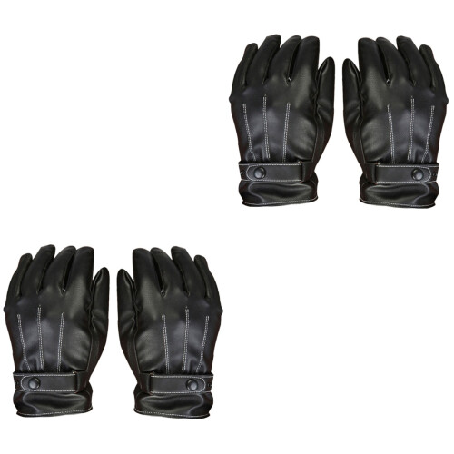 2Stk Herren PU Leder Windproof Strapazierfähig Warm 1