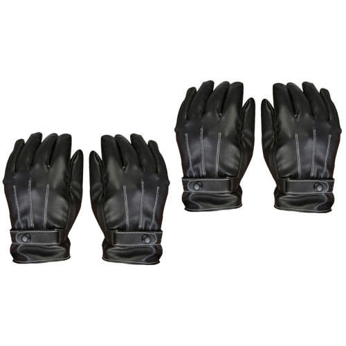 2Stk Herren PU Leder Windproof Strapazierfähig Warm 2