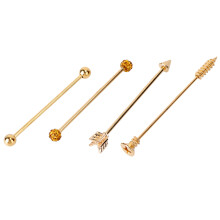 8Stk Goldene Dekorative Ohrstecker Mit Geradem Stab