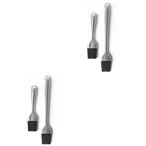 4Stk Silikon Grillbürste Mit Hitzebeständigem Griff, , Silber 2