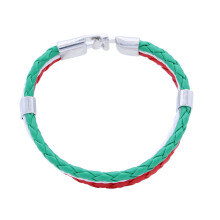 2Stk Fußball Fan Armband, Country Flag Wristband Leder, Mehrfarbig