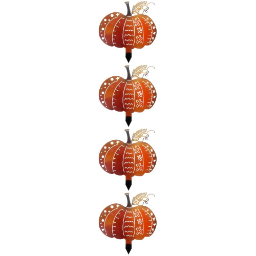 4Stk Halloween Gartendeko Eisen Kürbis Orange 2