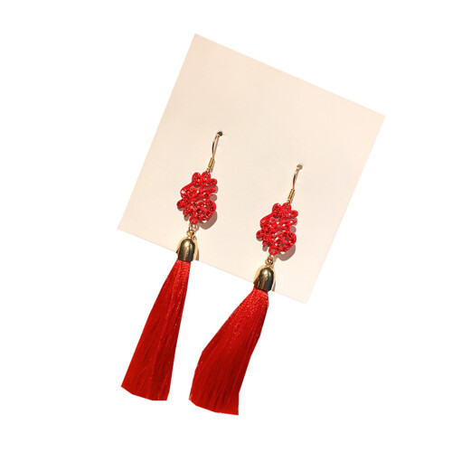 2Stk Quasten Ohrhänger Chinesischer Eardrop Schmuck