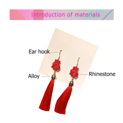 2Stk Quasten Ohrhänger Chinesischer Eardrop Schmuck 2