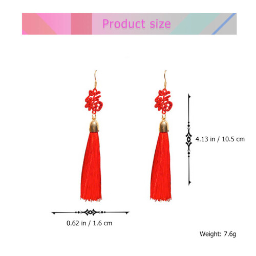 2Stk Quasten Ohrhänger Chinesischer Eardrop Schmuck 1
