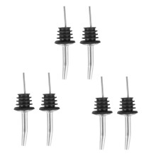 6Pcs Stainless Steel Liquor Spirit Pourer with Rubber Stopper