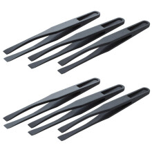 115mm Lange Flache Spitze Schwarze Plastik Antistatisch Pinzette 6 Stueck