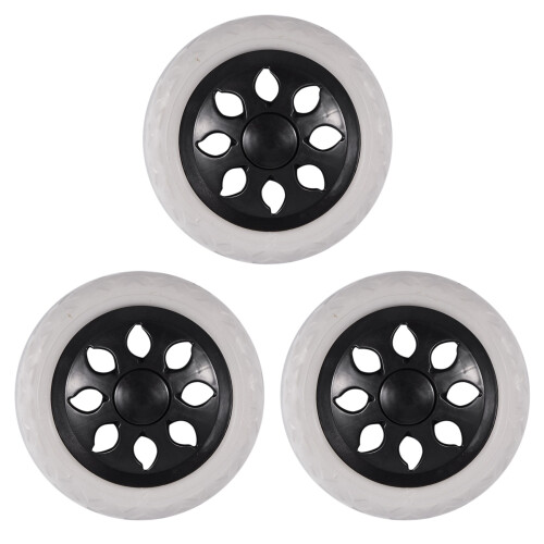 3X Rueda de Carrito de Compras Rueda de Espuma de Nucleo de Plastico Negro
