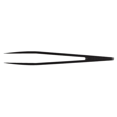 115mm Long Flat Tip Black Plastic Anti-Static Tweezers 6 Pcs 2