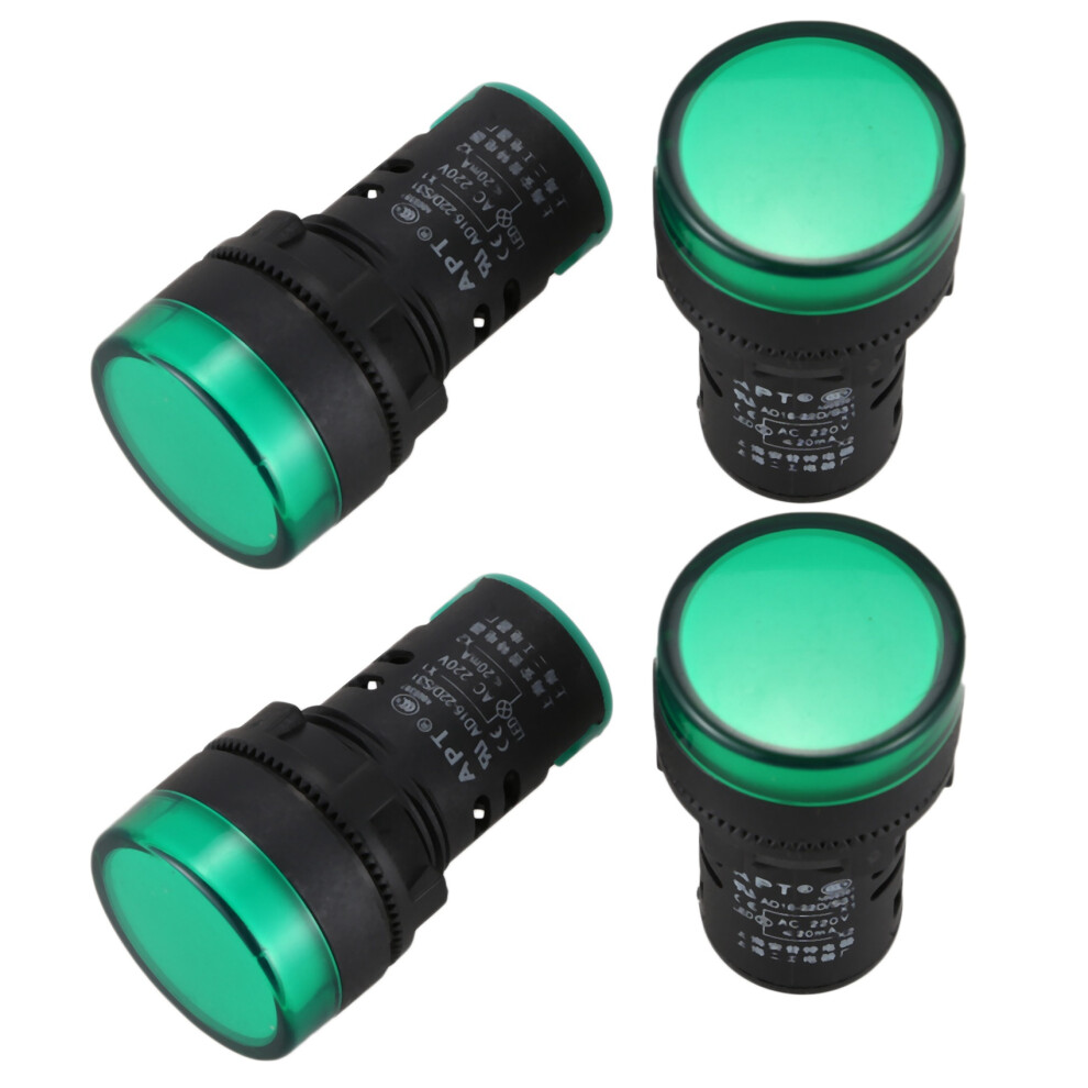 4 Pcs Ac220v Green Led Power Indicator Signal Light Lamp 22Mm Dia 6032215589548