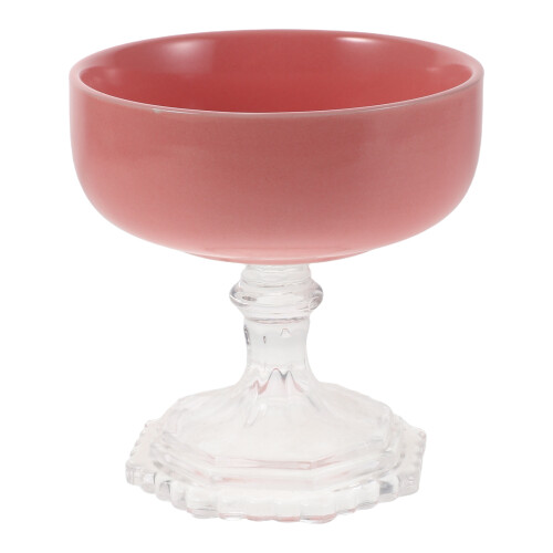 2Ud Cerámico Rosa Con Pie Alto Para Y Aperitivos 1