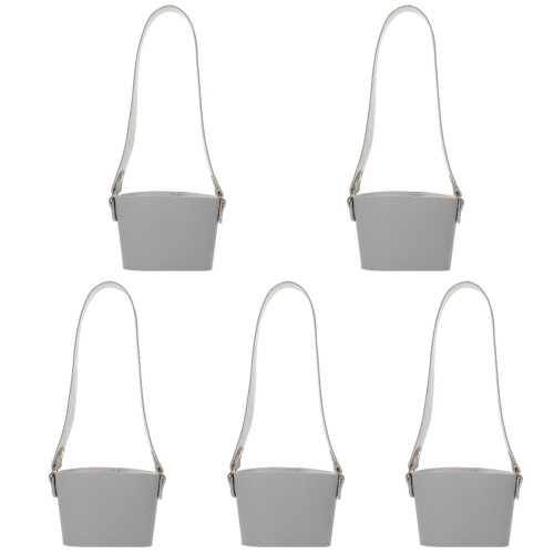 5Ud Mango Para De Café Reutilizable Cuero PU Gris 2