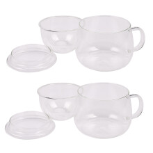 2X 3 in 1 Set Clear Heat Resistant Tea Coffee Cup with Tea Infuser Filter Lid Use for Home Office