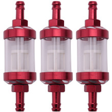 3X Aluminum Alloy Glass Motorcycle Gas Fuel Gasoline Oil Filter Moto Accessories for Atv Dirt Pit Bike Motocross Red