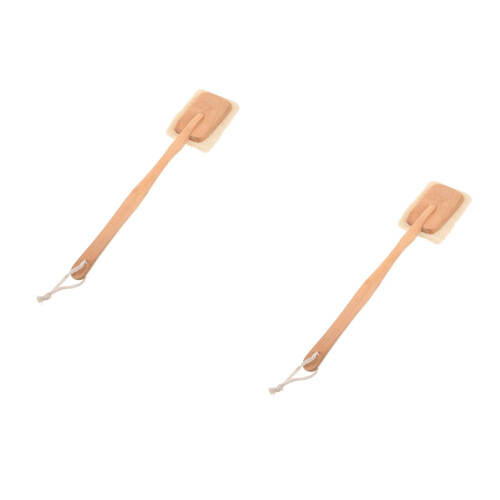 2Ud Cepillos Para Ducha Y Masaje Corporal Beige Con Mango Largo 2