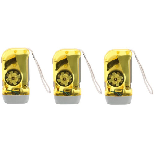 3X 3 LED Dynamo Wind  Flashlight Hand-Pressing Crank NR No Battery Torch 1