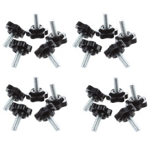 20 Pcs M6 x 15mm Male Thread 25mm Hex Shaped Clamping Knob Black