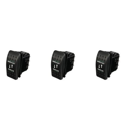 3X 12V 20A Winch in Winch Out Interruptor Basculante -OFF- 7 Pin LED Verde