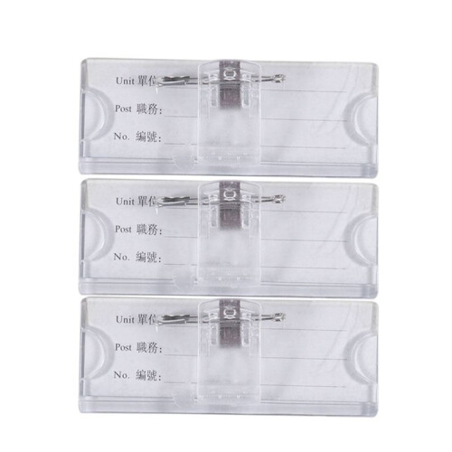 Safetypin Clear Hard Plastic Name Tag Clip Holder 12 Pcs 1