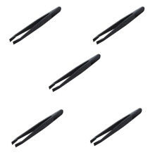 5X Ferramenta Manual Pinças Anti-Estática de Plástico Preto Ponta Plana
