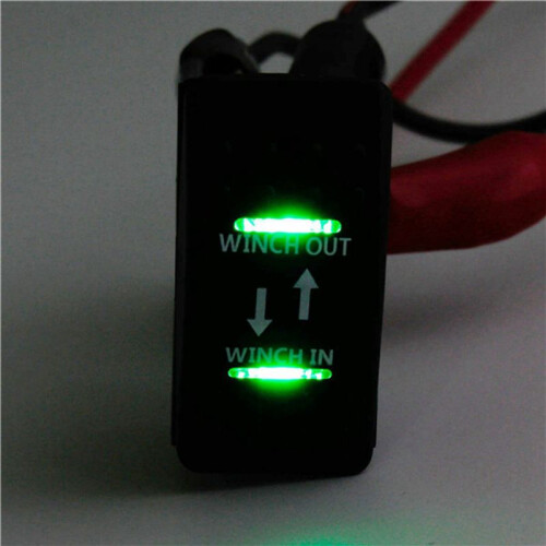 3X 12V 20A Winch in Winch Out Interruptor Basculante -OFF- 7 Pin LED Verde 2