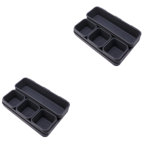 2Ud De Cajas Plásticas Negras Para Almacenar Con 8 Compartimentos 2