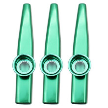 3X Kazoo Aluminum Alloy Metal with 15 Pcs Gifts Flute Diaphragm for Children Music-Lovers-Green