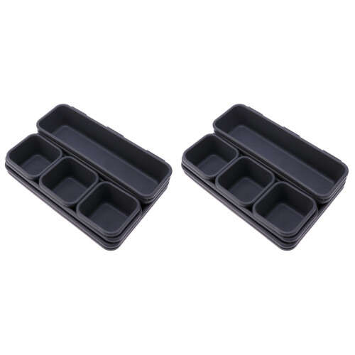 2Ud De Cajas Plásticas Negras Para Almacenar Con 8 Compartimentos 1