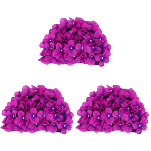 3Ud Gorro Natación Impermeable Mujer Morado Con Y Protección 1
