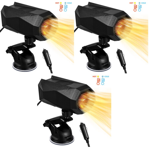 3Ud Calefactor 150W Negro ABS Para Parabrisas Con Ventosa 2