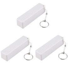 3X Portable External Power Bank Battery Charger 18650 with Keychain (Without Battery) (White)