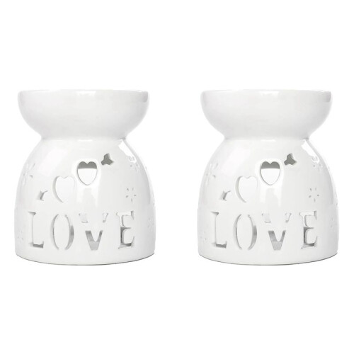 2X Ceramic Diffuser Candle Burner Ceramic Burning Essential Oils Diffusers Aromatic Lamp -Love
