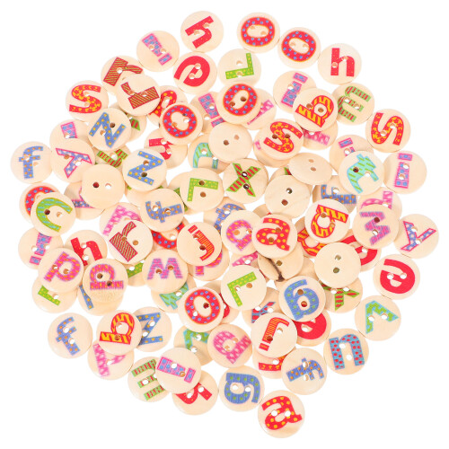 300Ud Botones Madera 26 Letras Colores Variados Para Ropa 2