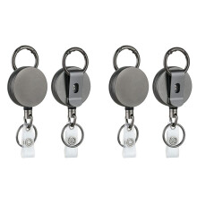 Carretéis de Porta-Crachá Retrátil para Serviço Pesado de 4 Unidades, Porta-Crachá de Metal com Clipe de Cinto para Chaveiro de Cartão de Visita