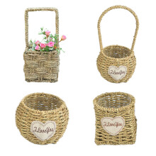 2Ud Cesta Rattan Beige Para Flores, Uso Múltiple, Estilo Pastoral