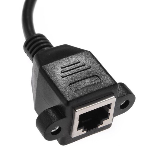 2X, 1FT RJ45 Cable de Extension de Red de Lan Ethernet Macho A Hembra Montaje En Panel Roscado 2