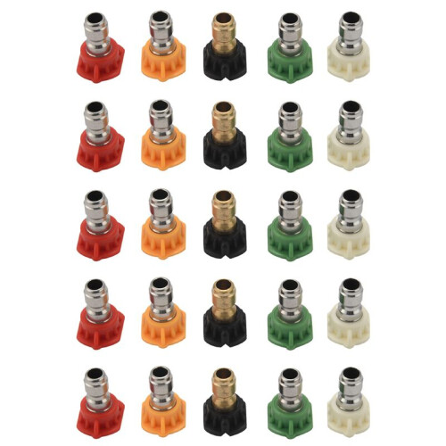 25Pcs Pressure Washer Spray Nozzles 1/4 Quick Connection Spray Tip Set (4.0 Gpm) Multiple Degrees
