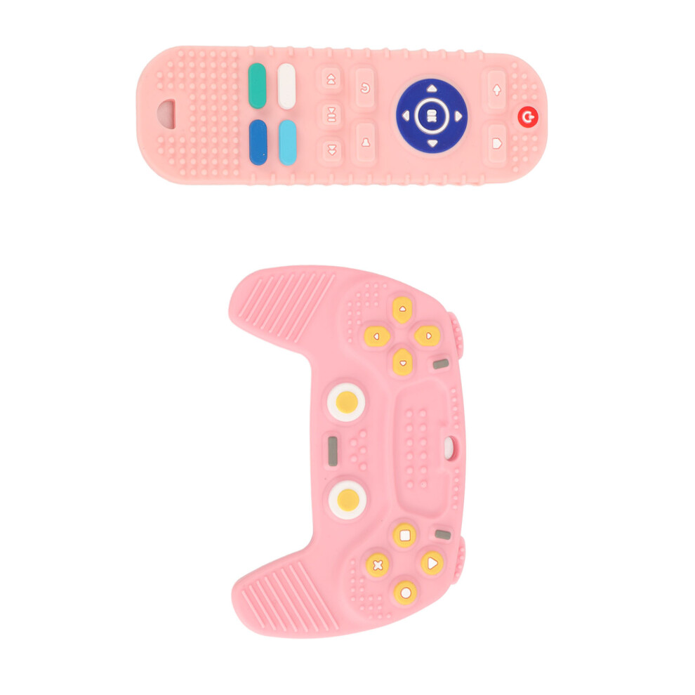 2 Pack Silicone Tv Remote Teether Toys, Sensory & Chewing Soothers Pink