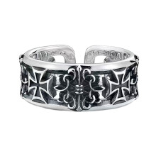 Herren-Retro-Kreuze-Ringe, Punk-Hip-Hop-Schmuck, verstellbares