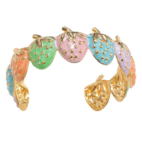 Bracelet à la mode en émail fraise, ajustement flexible,-couleur