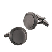 Practical Metal Cufflinks French Shirt-Black round brushed