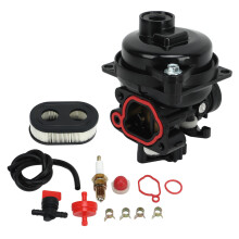 Kit de carburador Briggs & Stratton com filtro de ar e vela de ignição para os modelos 593261, 799584 e 594529. Inclui linha de combustível e
