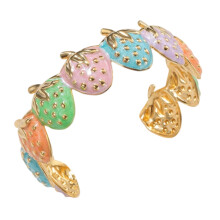 Strawberry Oil Drop Open Bangle Adjustable Wrist Jewelry-color