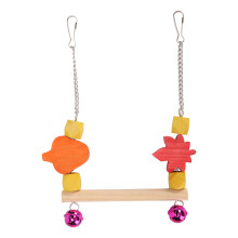 Kleurrijke houten blokken vogelschommel, inclusief 2 belletjes, veilige en niet-giftige materialen, bevordert beweging en evenwicht, vermakelijk en
